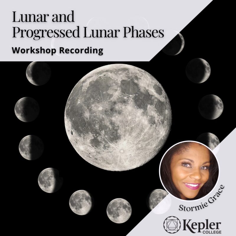 Moon surrounded by moon phases, Progressed Lunare Phases, Stormie Grace